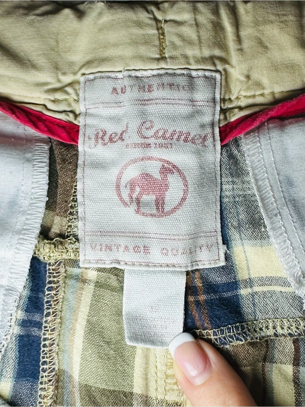 RED CAMEL MADRAS PATCHWORK PLAID SHORTS MEN 32 COASTAL PREP NANTUCKET 90s-2010